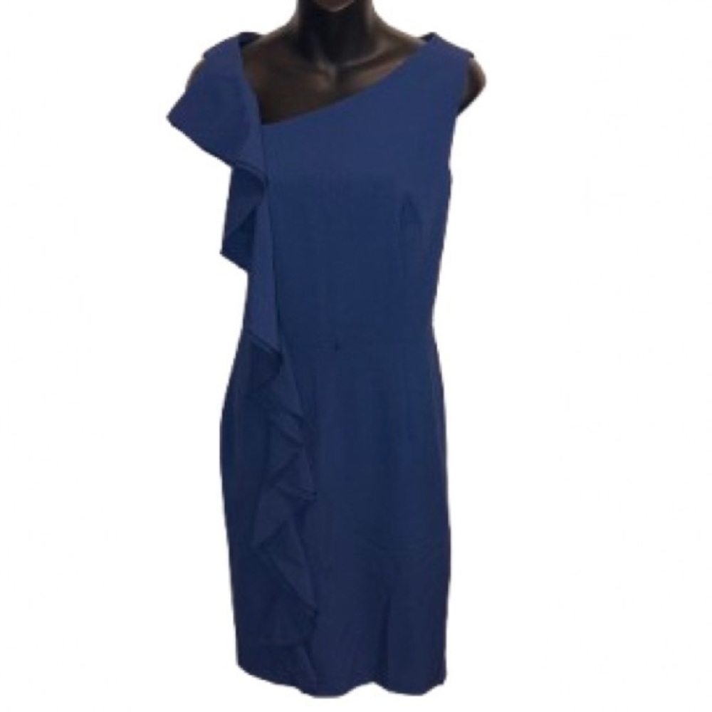 Calvin Klein cobalt blue midi dress with ruffle size 6